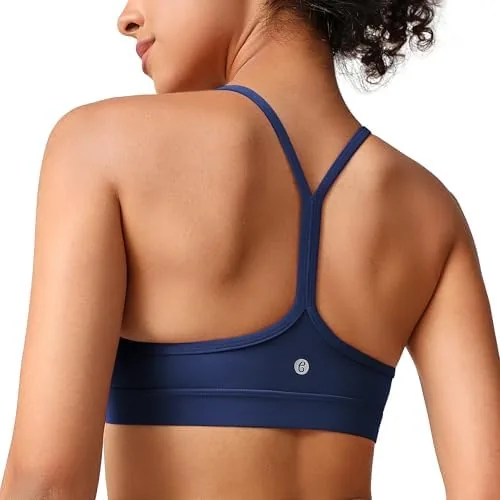 baydi clouduxi y back sports bra padded spaghetti strap bra for women low impact workout gym yoga crop tank tops navy blue